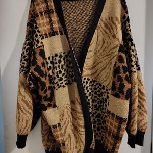 Animal Print Open Front Cardigan